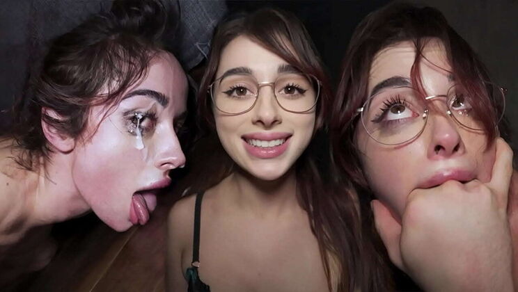 Submissive Teen Whore Rough Threesome Doggystyle & Facial Cumshot