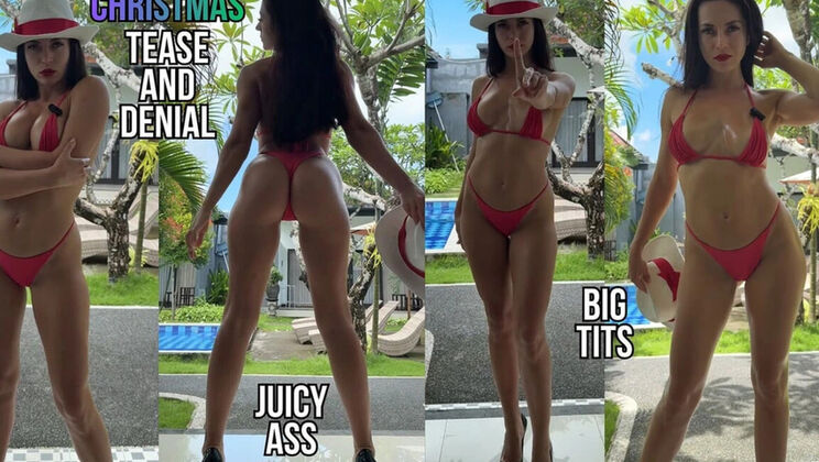 Christmas MILF Tease: Princess Monica Denial in Micro Bikini Outdoor HD