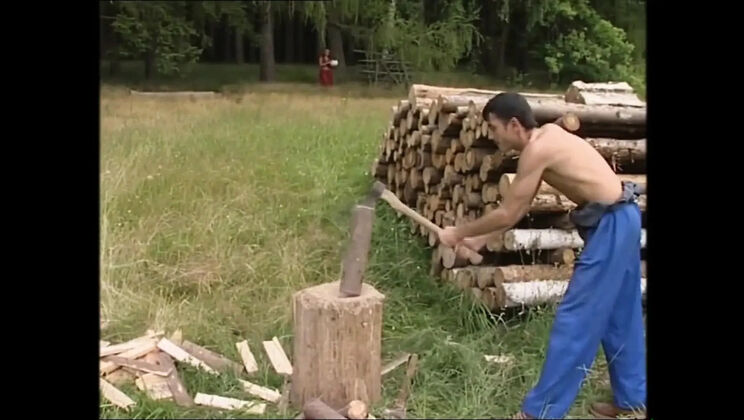 Little Red Cock Sucks Dick in the Woods - Vintage Outdoor Blowjob & Cumshot