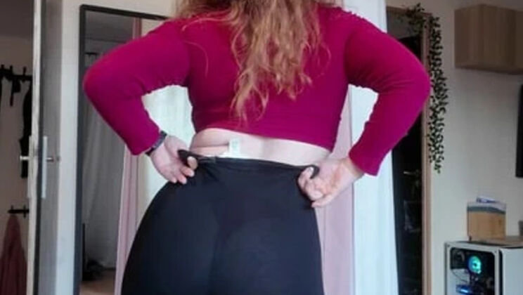 French Redhead MILF Big Natural Tits Striptease Dance HD