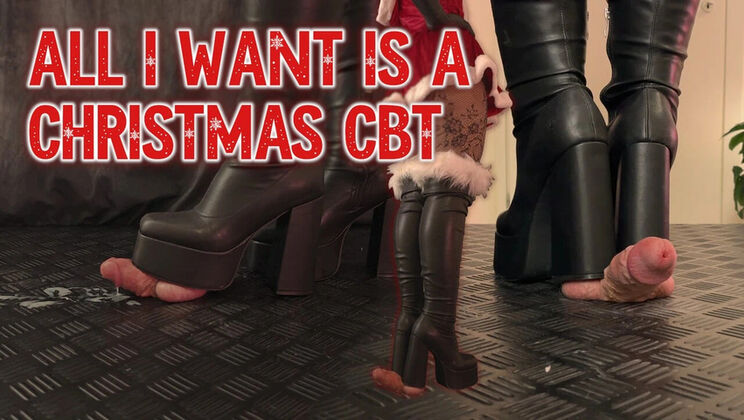 Christmas CBT Ballbusting & Trampling in KOI Boots - Femdom Footjob with TamyStarly