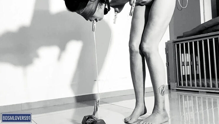 BDSM Bondage Training: Submissive Wife Saggy Tits Torture & Spit Drooling - Homemade HD POV