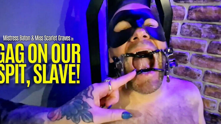 MistressBaton Spit Gagging - Blonde Femdom Deep Throat Bondage