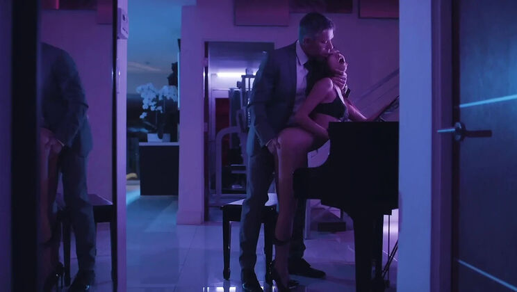 Kenna James & Kayden Kross Fuck VIP in Strip Club Booth - Threesome FFM with Cum in Mouth