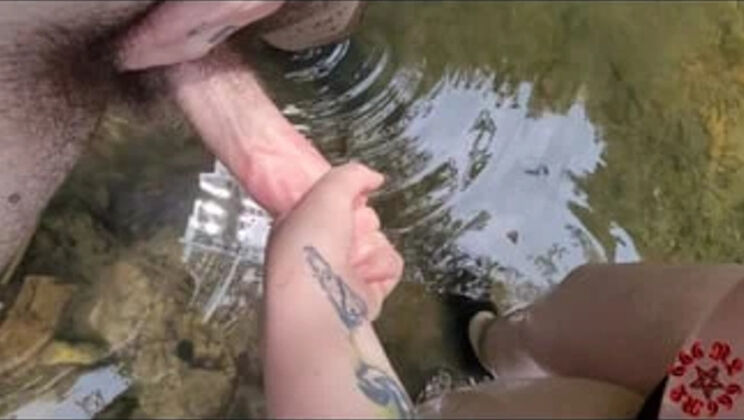 NudistLovers666 Pissing & Facial Cum on BBW at Creek - Outdoor Public Blowjob Deepthroat