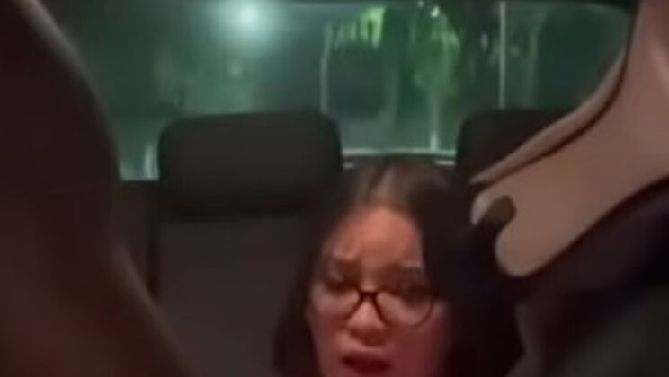 Japanese slut Lina Nakamura rides BBC driver bareback while cuckold watches