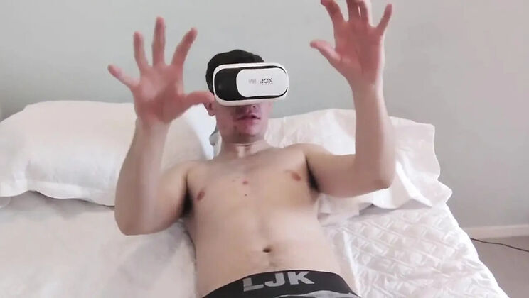Stepmommy And Stepdaddy Walk In On Stepson Jerking Off To VR Porn - Threesome Blowjob