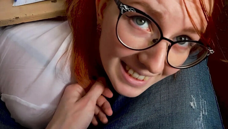 Russian college student sucks classmate's cock under desk during lesson
