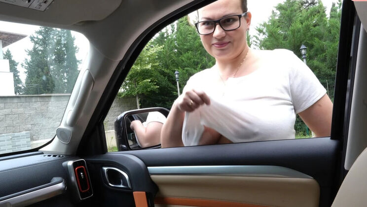 Slut Wife Sucks Stranger's Huge Cock in Car While Cuckold Hubby Watches