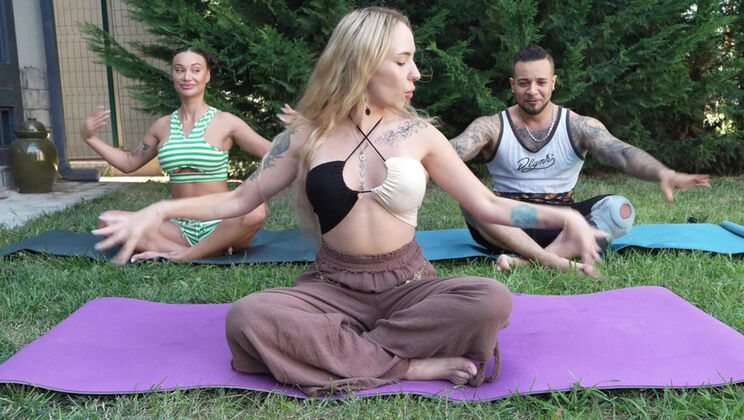 Bella Mur and Monika Fox in Outdoor Yoga Class Turns into Hot Threesome