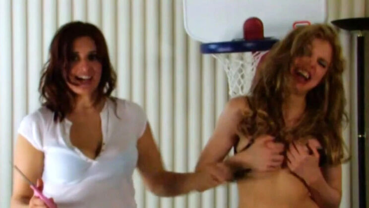Two Hot Girls Play Strip Basketball - Big Tits Lesbian Striptease Game