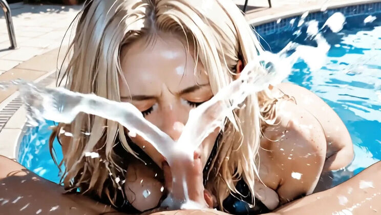 Girl in Love Gives Best Friend a Lifetime Blowjob in the Pool (Double Facial)