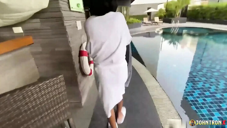 Johntronx - Hot Thai Amateur Babe With Big Ass and Small Tits Gets Fucked in the Pool - POV HD