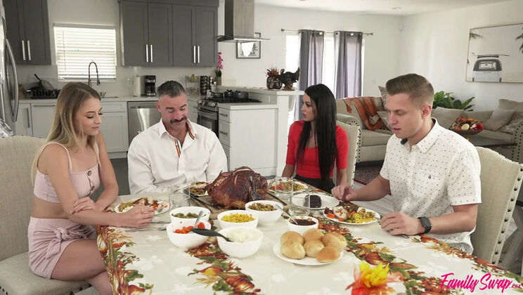 Everything Goes Wrong for Thanksgiving – S4E2 | Kyler Quinn Blowjob & Creampie Foursome
