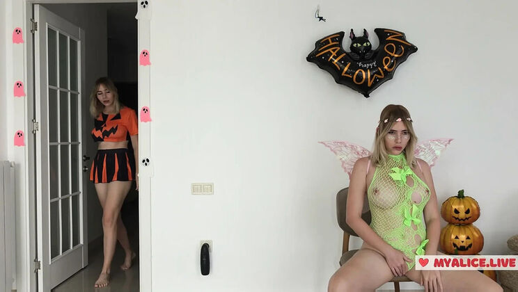 Shy Stepsister Caught Masturbating - Big Tits MILF Moans Loud in POV Lesbian Orgasm