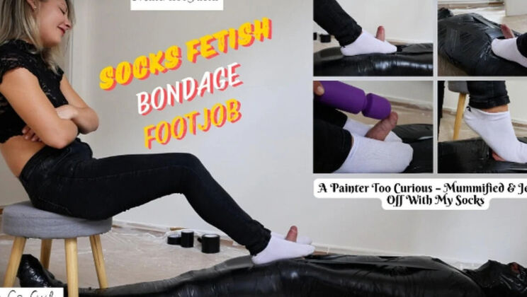 Curious Painter Mummified and Jerked Off with My Socks – Mistress Julia